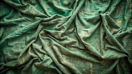 Obraz premium Textured Green Fabric Draped with Soft Folds and Subtle Staining