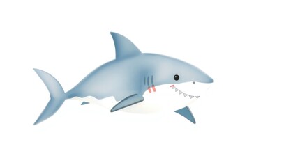 Obraz premium A charming underwater adventure unfolds with a playful shark swimming joyfully through colorful corals, showcasing its vibrant spirit and oceanic wonder