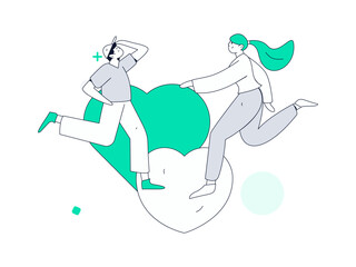 Happy Valentine's Day flat character vector concept business hand drawn illustration
