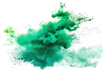 abstract green ink cloud explosion on transparent background