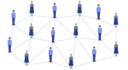 Social network people structure. Boys and girls. Flat vector illustration isolated on white background.