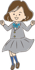ジャンプする制服姿の女の子