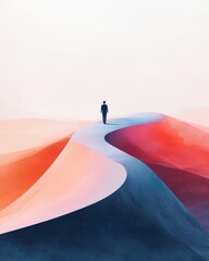 visionary business expansion, Person Walking on Abstract Path to Future Opportunities