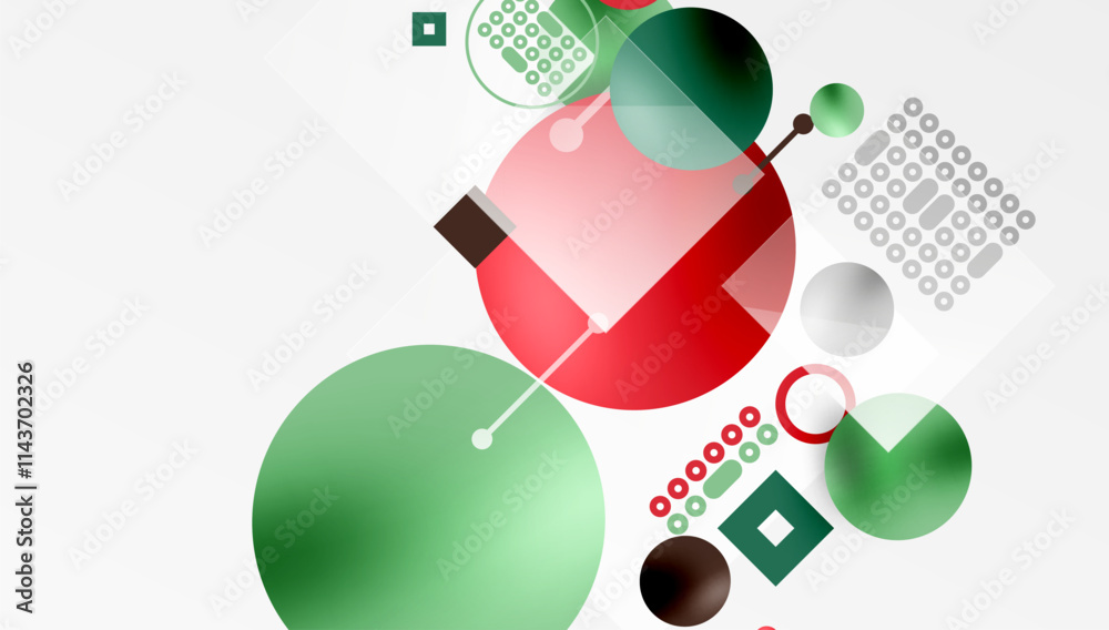 Aufkleber minimalistic abstract vector design, layered geometric shapes circles, squares, and triangles with s