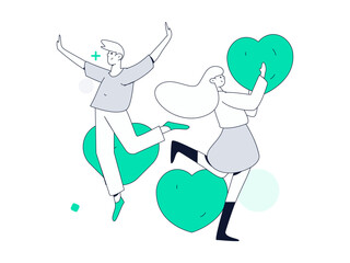 Happy Valentine's Day flat character vector concept business hand drawn illustration
