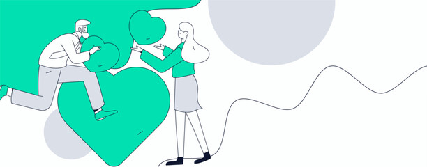 Happy Valentine's Day flat character vector concept business hand drawn illustration
