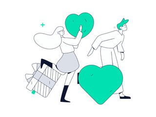 Happy Valentine's Day flat character vector concept business hand drawn illustration
