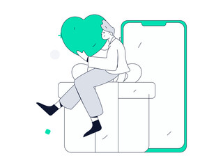 Happy Valentine's Day flat character vector concept business hand drawn illustration
