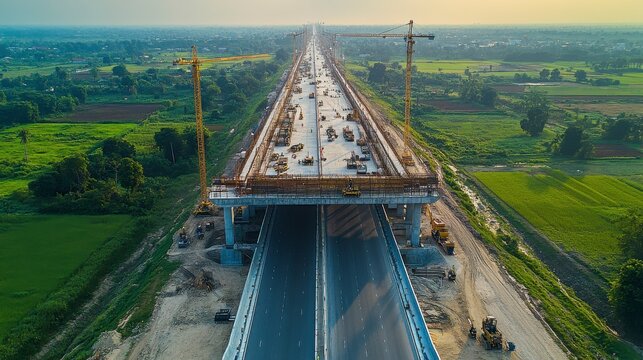 Aerial View Highway Construction Project - Aerial photography