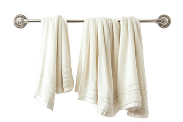 Towels hanging on a rack bathroom home decor modern environment close-up view cleanliness concept