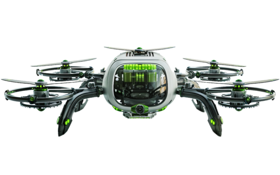 Advanced Farming Drone on transparent background PNG.