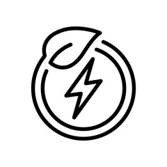 Save energy symbol. Energy icon with green leaf. Eco friendly, environmentally. Eco icon. Vector illustration.