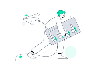 Flat vector illustration of business people operating work scene
