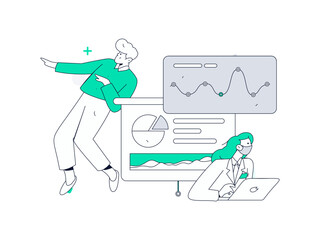 Fototapeta premium Flat vector illustration of business people operating work scene 