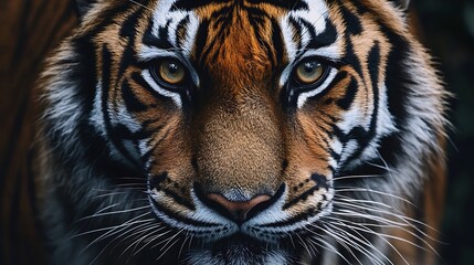Fototapeta premium Close up of a tiger's face. Powerful and majestic animal.