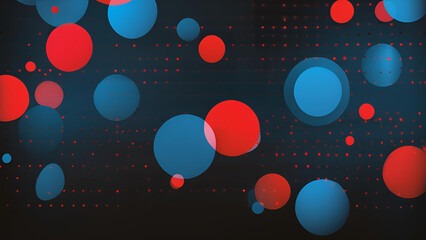 A sophisticated motion graphic backdrop featuring a vivid display of blue and red flickering dots set against a dark background