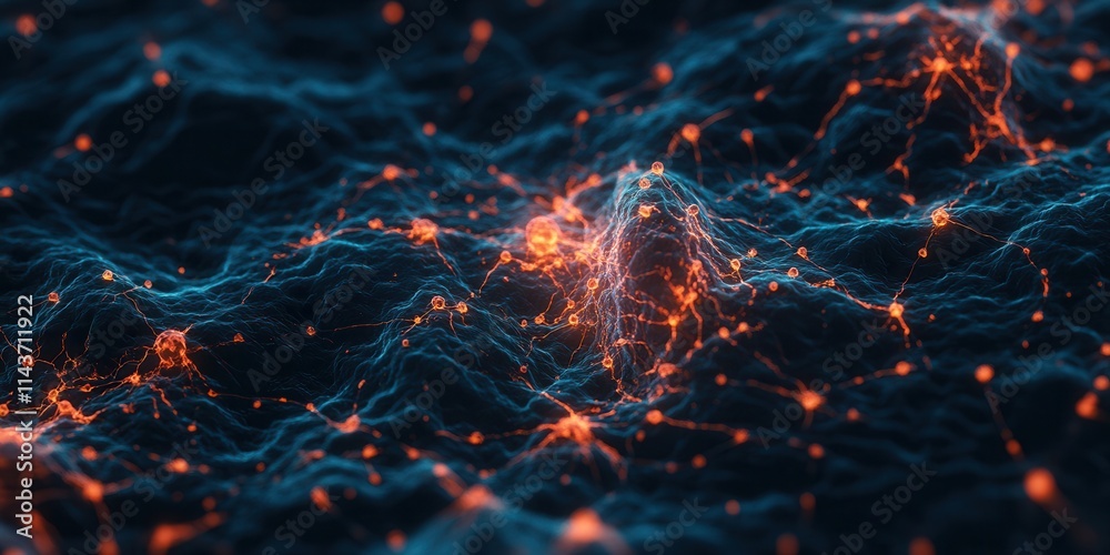 Aufkleber a vibrant, abstract representation of interconnected networks with glowing nodes, resembling a digit