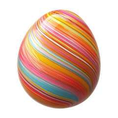 Obraz premium A vibrant, multicolored egg featuring swirling patterns of pink, yellow, and blue.