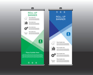 Roll up banner stand design template, modern roll up banner, vector illustration, no space