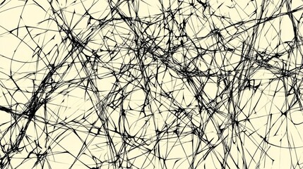 Obraz premium Abstract chaotic black lines on beige background.