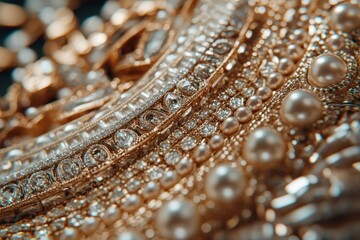 A close-up view of a luxurious pile of gold jewelry including necklaces
