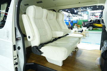 Showing the seats in a van at an auto show in Bangkok, Thailand, photographed on December 8, 2014.