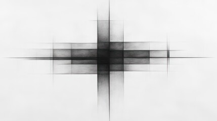 Abstract blurred black cross on white background.