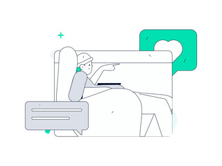 Flat vector illustration of business people operating work scene
