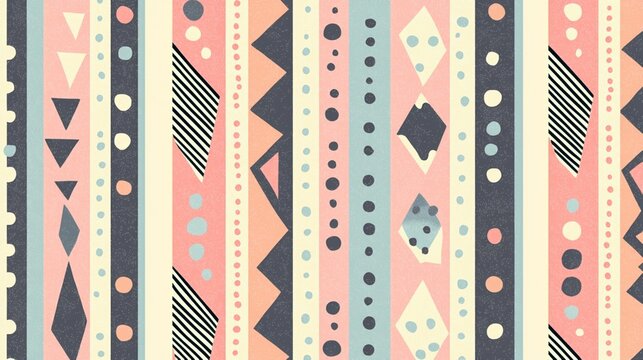 Vibrant Geometric Pattern with Bold Shapes and Colorful Stripes, Ideal for Modern Design and Inspirational Creative Projects