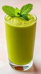 Vegan smoothies in pastel color, Refreshing Mint Vegan Smoothie in a Glass