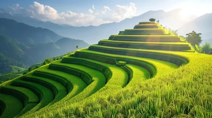 Fototapete Rund Terraced rice field landscape near Sapa in Vietnam background © aporn