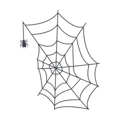 Spider Web Icon in Flat Design Style. Vector Illustration Isolated on White Background.