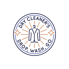 Simple Logo with Dry clean icon. Simple badge with dry clean drop wash icon for social media, app, and web design. Vector illustration.