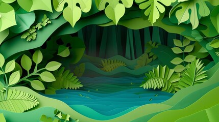 Paper art of ecology and environment concept background