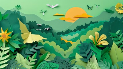 Paper art of ecology and environment concept background