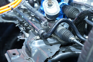 The drive shaft assembly in an electric train at a car show in Bangkok, Thailand, photographed on December 8, 2024.