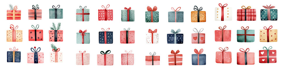 Obraz premium Assortment of Colorful Gift Boxes with Bows and Ribbons for Holidays and
