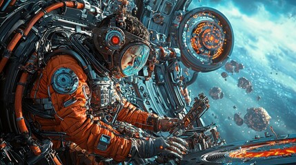 Engineer managing standards in a futuristic underwater station a technical overview of aquatic innovation and environment