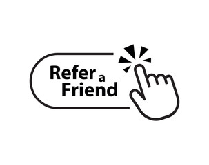 refer a friend sign on white background	