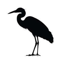 Obraz premium Heron black silhouette illustration
