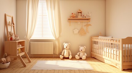 Obraz premium Kids room decorated with crib and rocking chair baby room interior decoration
