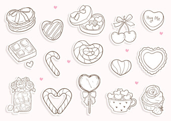 Valentine's Day Sweet Treats Sticker Vector Illustration