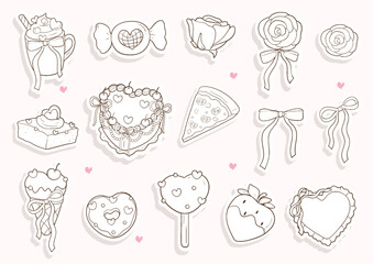 Valentine's Day Sweet Treats Sticker Vector Illustration