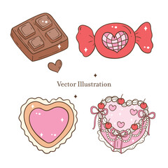 Valentine's Day Sweet Treats Vector Illustration