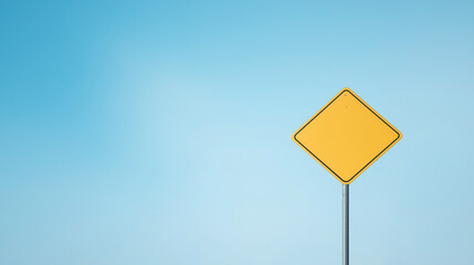 Blank Yellow Road Sign:  A simple, yet impactful image of a blank yellow road sign, set against a serene blue sky. Perfect for conveying a sense of opportunity, direction, and potential.  