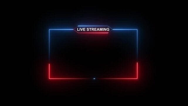 live streaming neon text frame animation box frame neon frame live streaming game live Stream overlay animation for live streaming video Titles 4k