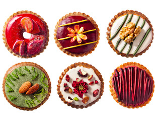 Top-down View of Decorated cookies on Transparent Background