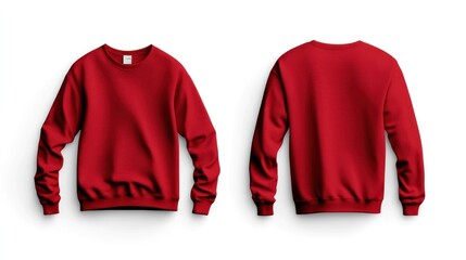 Blank red sweatshirt front and back view mockup. (1)
