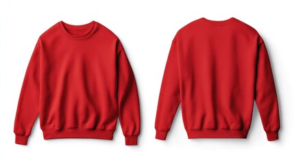 Blank red sweatshirt front and back view mockup. (6)