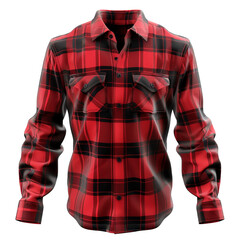 Red and Black Plaid Long Sleeve Button Down Shirt Mens Casual Flannel Shirt